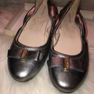 Silver Bow Cole Haan Flats